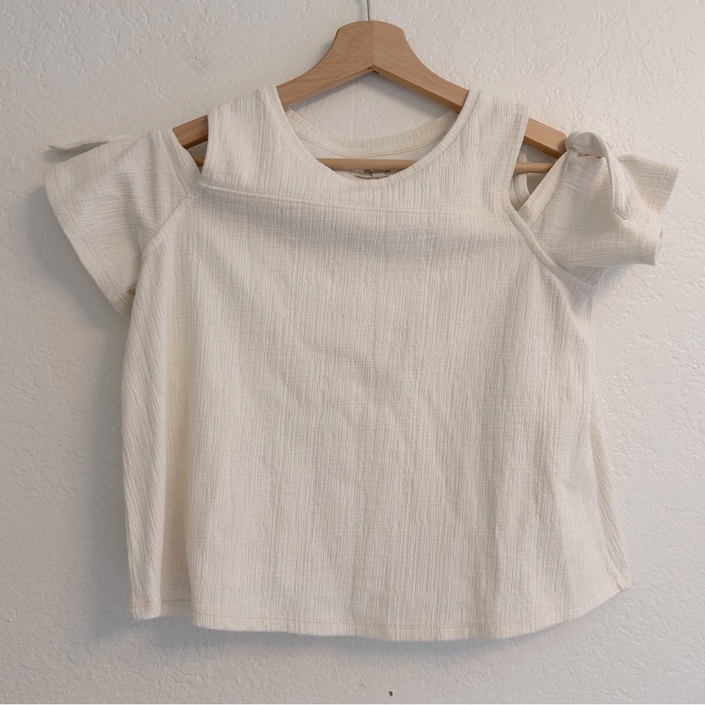 Madewell Cold-Shoulder Tie Top | Size XS | Cream/Off-White